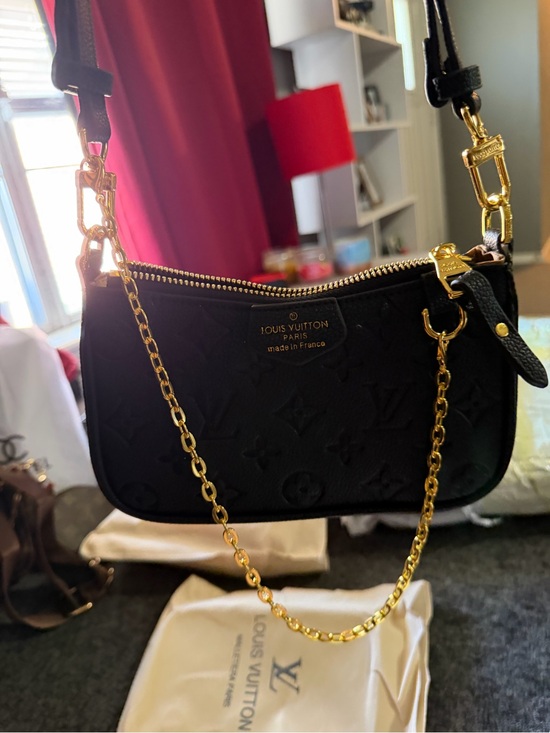 Unknown Handbags - Black Monogram Embossed Mini Pochette